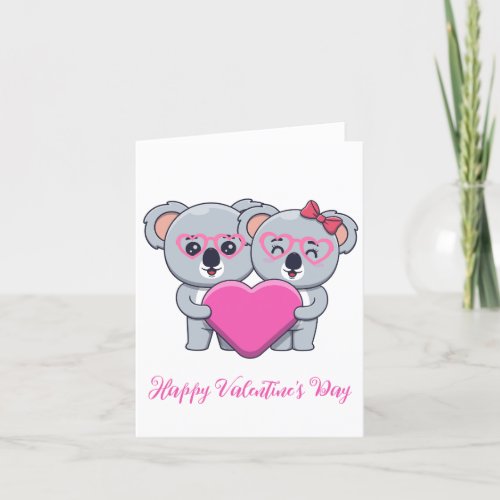 Cute Koala Kids Valentines Day Holiday Card