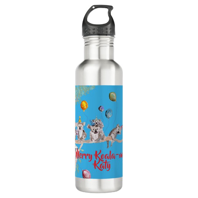 Cute Koala Koalas Merry Christmas Koala-mus Girls Stainless Steel Water Bottle (Front)