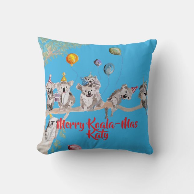 Cute Koala Koalas Merry Christmas Koala-mus Girls Throw Pillow (Front)