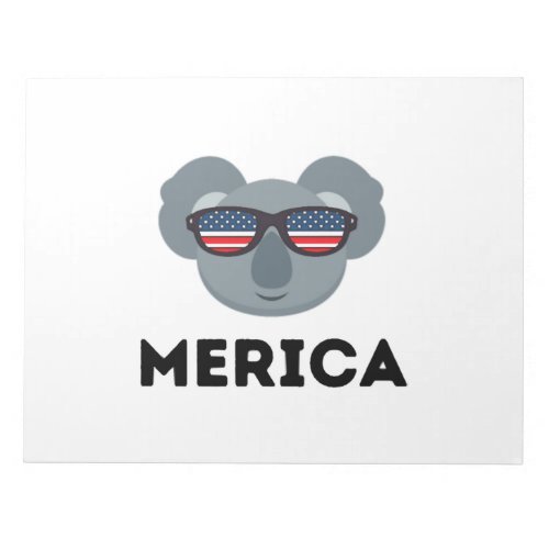 Cute Koala Merica Glasses USA America Independenc Notepad