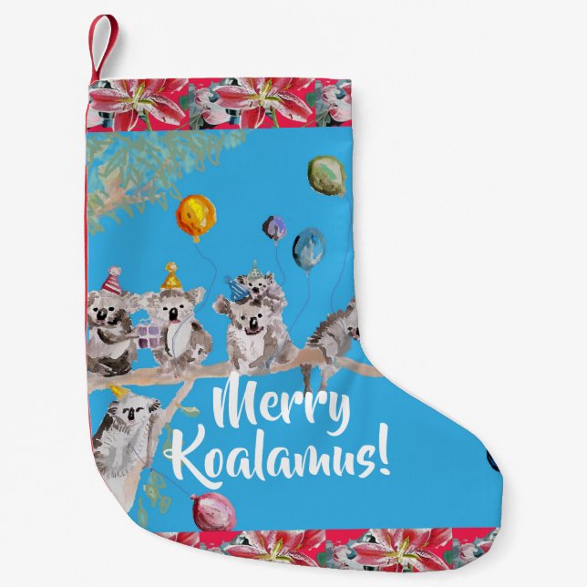 Cute Koala Merry Koalamus Christmas Stocking (Front)