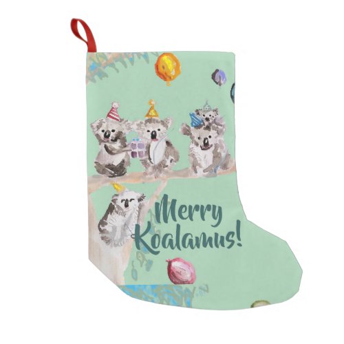 Cute Koala Merry Koalamus Green Christmas Stocking