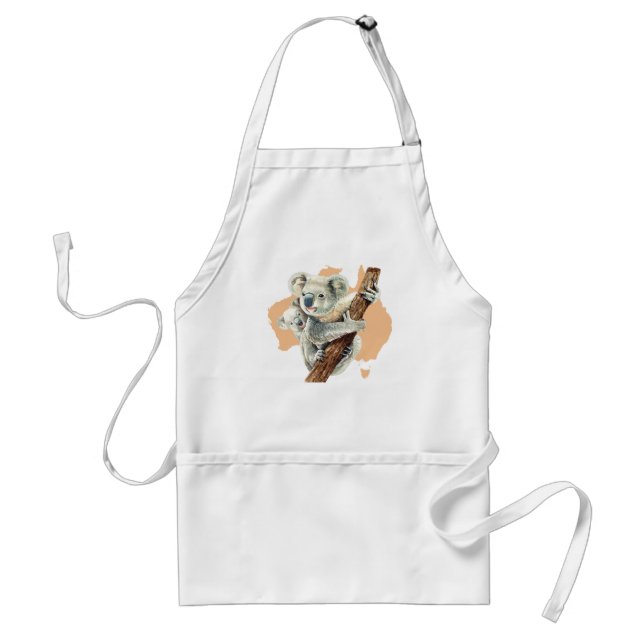 Cute Koala Mom and Baby Adult Apron (Front)