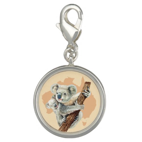 Cute Koala Mom and Baby Charm