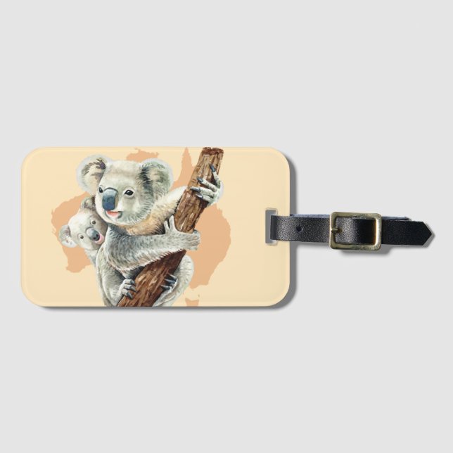 Cute Koala Mom and Baby Luggage Tag (Front Horizontal)