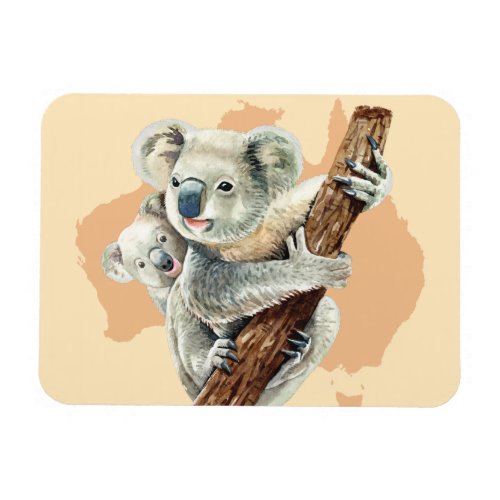 Cute Koala Mom and Baby Magnet