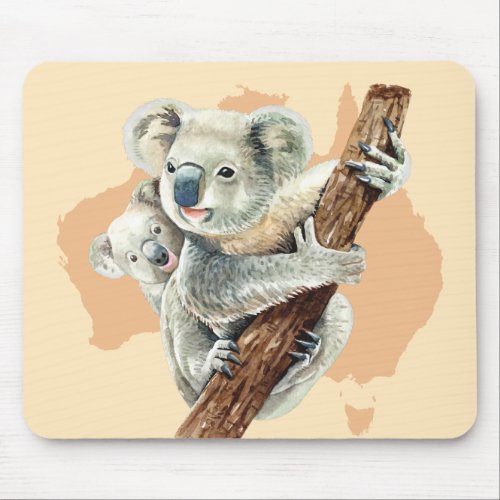 Cute Koala Mom and Baby Mouse Pad