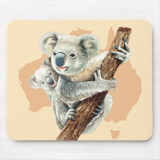 Cute Koala Mom and Baby Mouse Pad (Front)