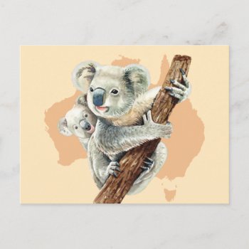 Cute Koala Mom And Baby Postcard by AleenaDesign at Zazzle