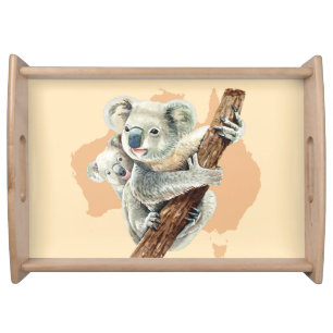 Cute Koala Mom and Baby Serving Tray
