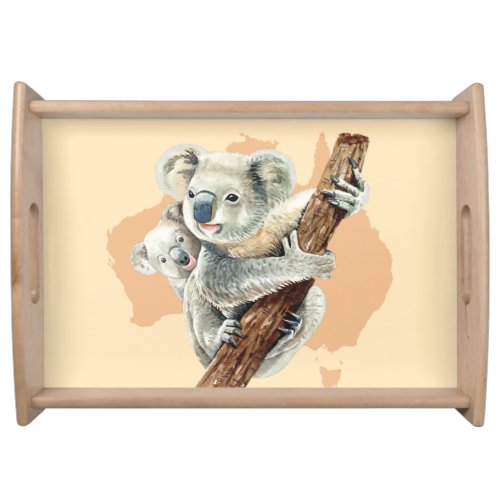 Cute Koala Mom and Baby Serving Tray