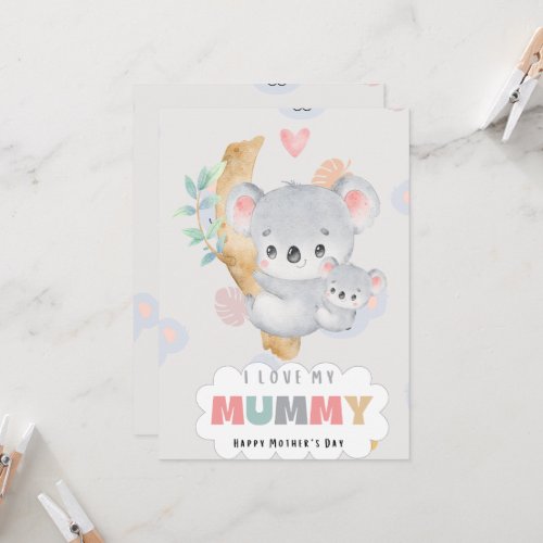Cute Koala Mothers Day Personalized Holiday Card