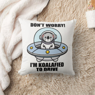 Cute Koala New Driver I'm Koalafied To Drive UFO Throw Pillow