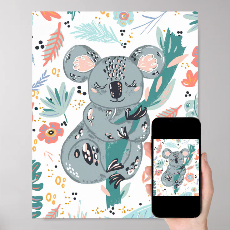 Cute Koala Nursery Art Poster Zazzle