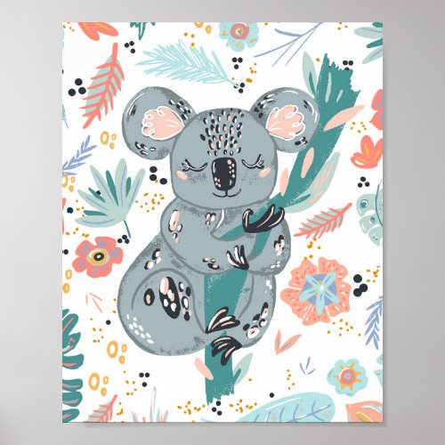 Cute Koala Nursery Art Poster