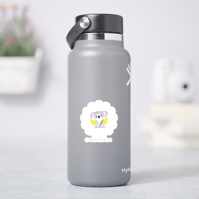 Cute koala on daisy flower Animals Lover Sticker (HydroFlask)