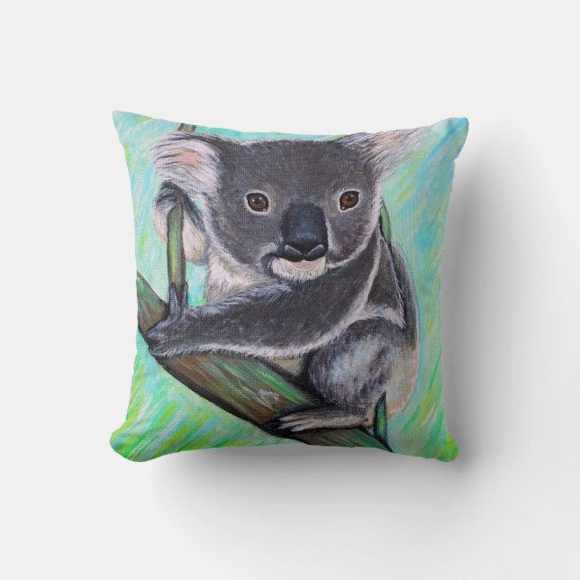 Cute Koala Painting Throw Pillow (Front)