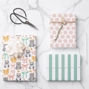 Cute Koala Panda Bear Wrapping Paper Set of 3