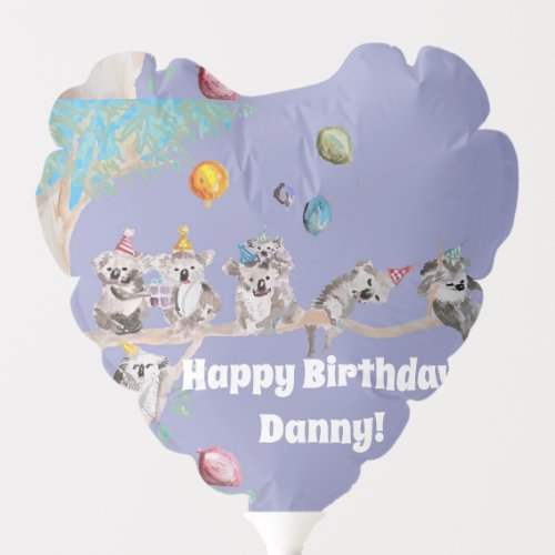 Cute Koala Party Happy Birthday Purple Kids koalas Balloon