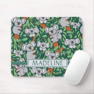 Cute Koala Pattern Personalized Dark Green Mouse Pad