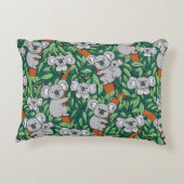 Cute Koala Pattern Personalized Hunter Green Accent Pillow (Back)