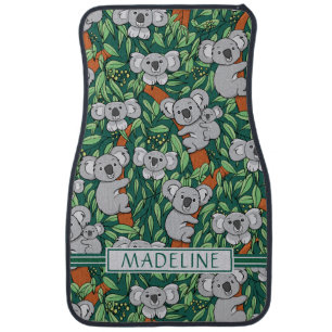 Cute Koala Pattern Personalized Hunter Green Car Floor Mat