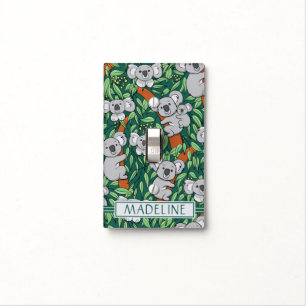 Cute Koala Pattern Personalized Hunter Green Light Switch Cover