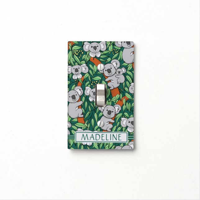 Cute Koala Pattern Personalized Hunter Green Light Switch Cover (In Situ)