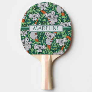 Cute Koala Pattern Personalized Hunter Green Ping Pong Paddle