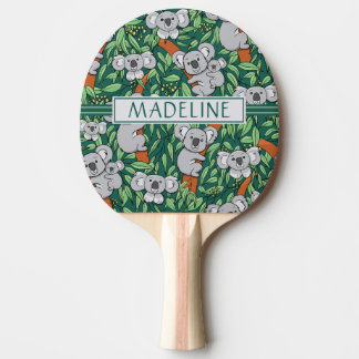 Cute Koala Pattern Personalized Hunter Green Ping Pong Paddle