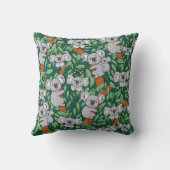 Cute Koala Pattern Personalized Hunter Green Throw Pillow (Back)