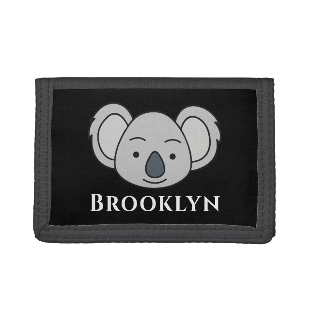 Cute Koala Personalized Custom Name Back To School Trifold Wallet (Front)