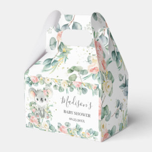Cute Koala Pink Floral Baby Shower Thank You Favor Boxes
