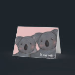 cute koala pink wife birthday card<br><div class="desc">A cute illustrated koala wife birthday card.
The card shows a koala couple on a pink background.  On the outside it reads,  "To my wife"  The inside message can be customized with the personalize feature.
The perfect card for a husband to give his wife.</div>