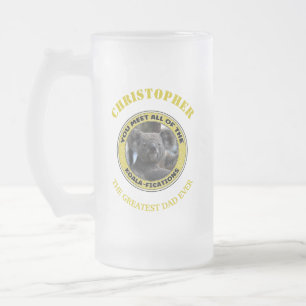 Cute koala ‘play on words’ personalized  frosted glass beer mug