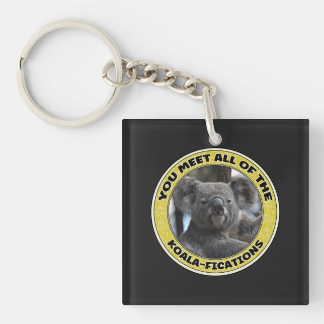 Cute koala ‘play on words’ personalized keychain (Front)