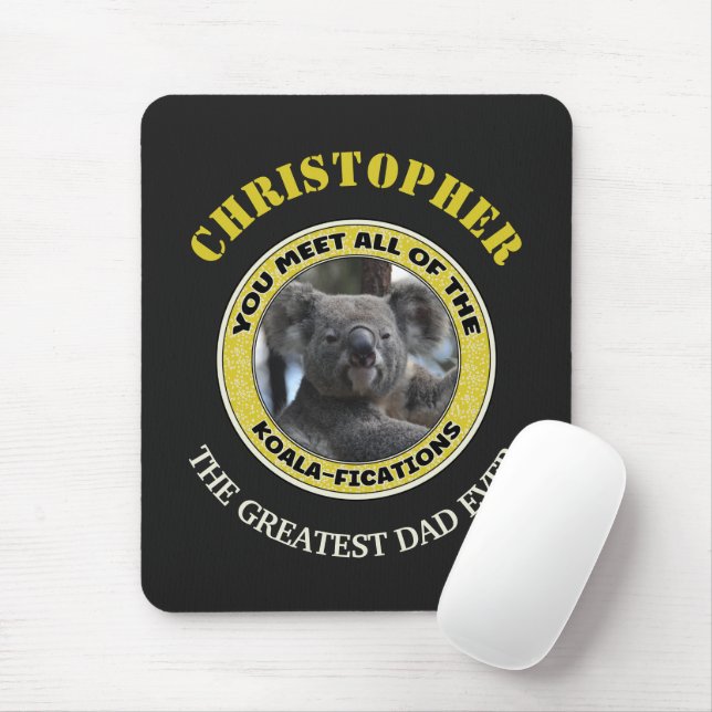 Cute koala ‘play on words’ personalized  mouse pad (With Mouse)