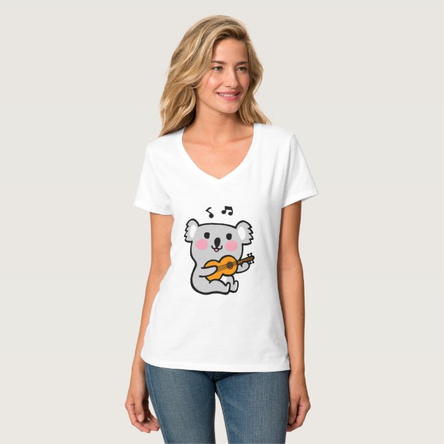Cute koala playing guitar T-Shirt (Front Full)