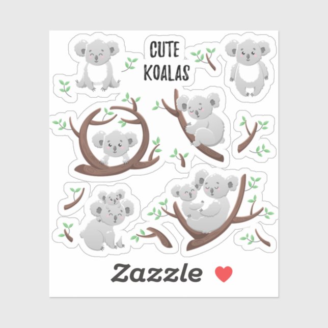 Cute koala playing with lovely boy Australia Sticker (Sheet)