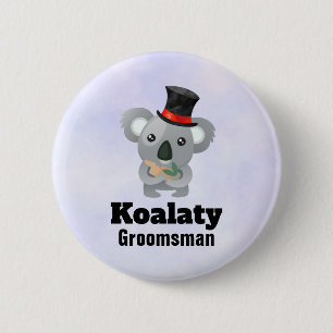 Cute Koala Pun Koalaty Groomsman Button