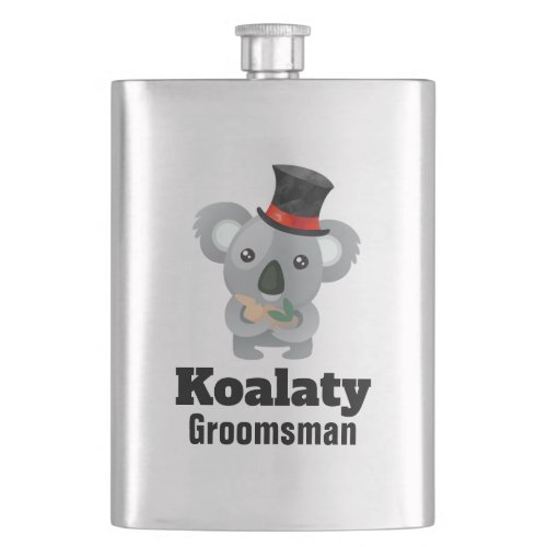 Cute Koala Pun Koalaty Groomsman Flask