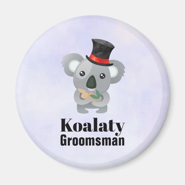 Cute Koala Pun Koalaty Groomsman Magnet (Front)