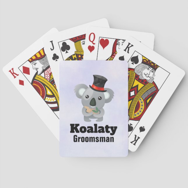Cute Koala Pun Koalaty Groomsman Poker Cards (Back)
