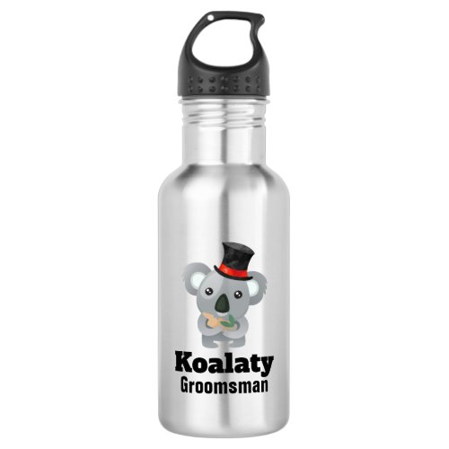 Cute Koala Pun Koalaty Groomsman Water Bottle