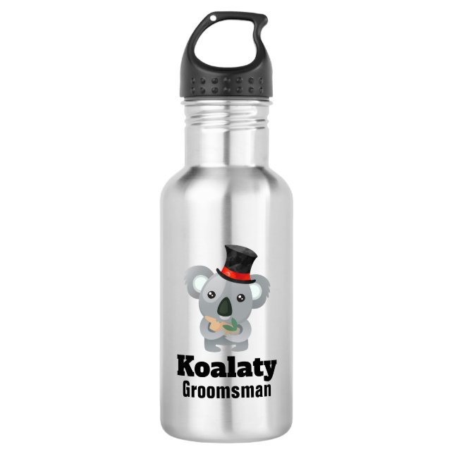 Cute Koala Pun Koalaty Groomsman Water Bottle (Front)