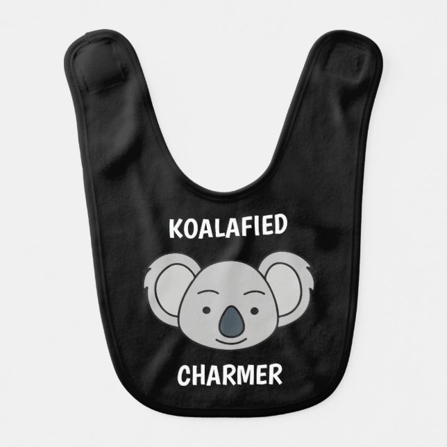 Cute Koala Pun Unique Boy Personalized Custom Text Baby Bib (Front)