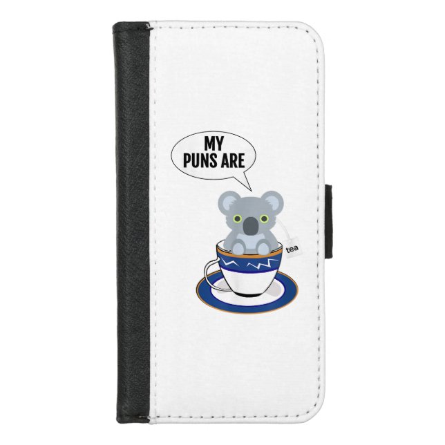 Cute Koala Shirt My puns are quality T-Shirt iPhone Wallet Case (Front)