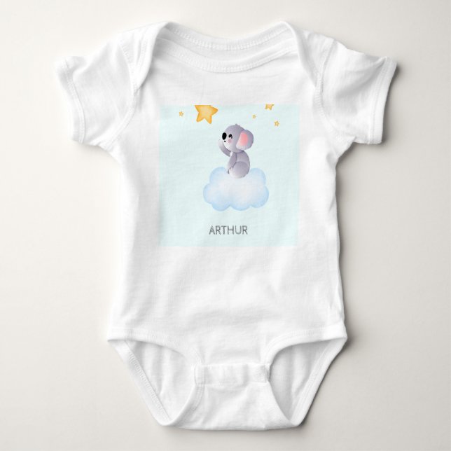 Cute Koala Sitting In The Cloud Baby Bodysuit (Front)