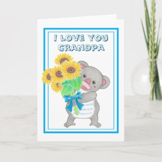 Cute Koala Sunflower Grandpa Father's Day Card