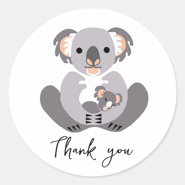 Cute KOALA - Thank you - Animal -personalized  Classic Round Sticker (Front)